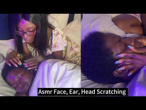 ASMR RELAXING HEAD SCRATCHING MASSAGE ROLE PLAY, EAR CLEANING, SCALP PICKING WITH WHISPERING