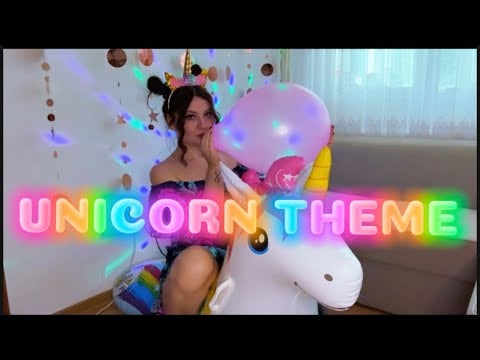THEMED ASMR | Inflatable Unicorn Play & Balloons Pop 🦄