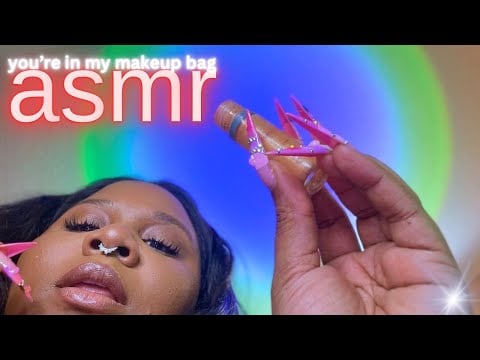 ASMR | POV: You’re in MY makeup bag! decluttering and rummaging through my makeup 💄 🫦 Long Nails 