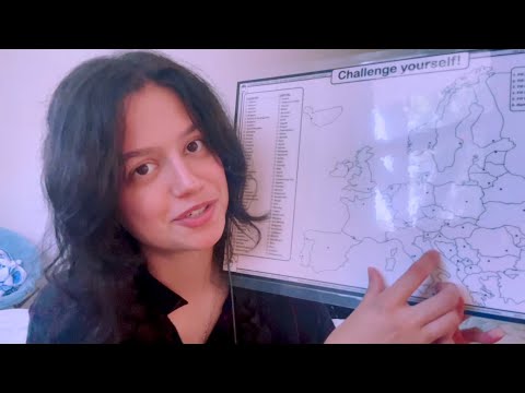 asmr • soft geography teacher | map of Europe | (part I. countries)