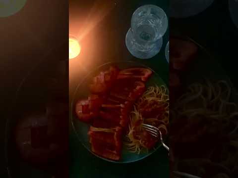 ASMR 🌙 Candle light dinner - Eating red hot foods