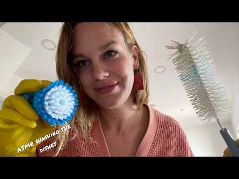 [ASMR] Washing the dishes for you with Yellow Rubber Gloves