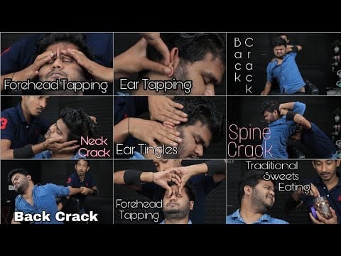 ASMR Ear Tapping Forehead Tapping  Shoulder Tapping Head Massage And Neck Crack | Lots Of Crack