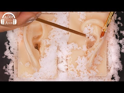 【水＋粉】ASMR 雪を一瞬で作れる粉で耳かきをする音 - Earpick with powder that can make snow instantly