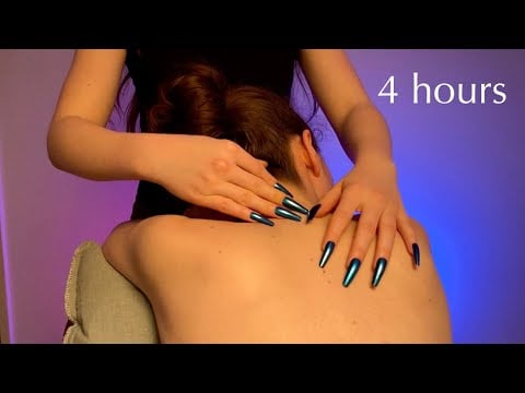 ASMR BEST BACK SCRATCH EVER!🌷 Scalp Nape Neck Tingles, Hair Play No Talking, Real Person, Long Nails