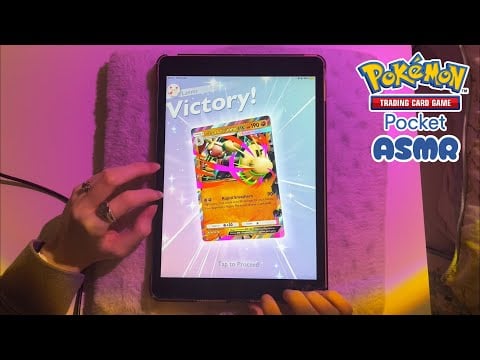 ASMR Pokémon TCG Pocket battle gameplay!🃏 (Screen tapping, whispers, mic scratching)