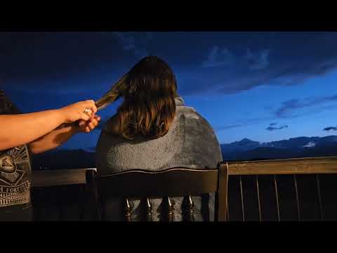 🌒🌲 Outdoor ASMR Hair Play, Hair Brushing and Hair Parting 🌲🌒