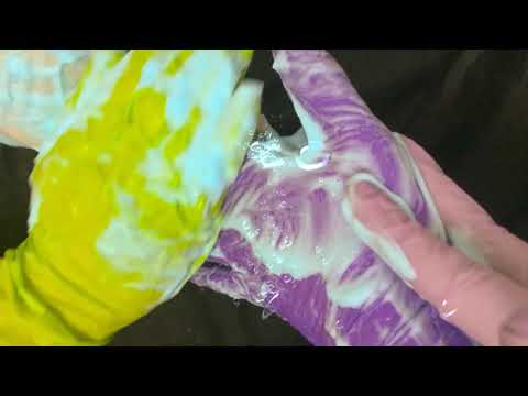 LATEX GLOVES 🙌🙌   2X2 Slippery Hands in Gloves with Foam💦 [[ASMR]]