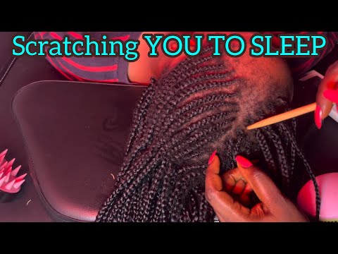 ASMR✨SCRATCHING YOU TO SLEEP BETWEEN BRAIDS WITH WHISPERED GUM SOUND.