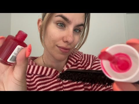 ASMR Best Friend Spa Night (Face masks, nails, hair brushing) 