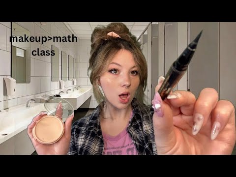 ASMR Doing Your Makeup In The School Bathroom💄 (We’re Skipping Math Class)🤫