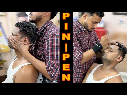 ASMR PIN-PEN 🖊️ Massage : The Ultimate Sleep Therapy by Indian Barber | Headache Killer Massage