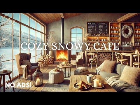 RELAXING WINTER SNOW COFFEE SHOP | Ambience Jazz for Studying & Working