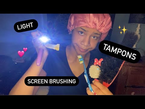 ASMR - Screen Brushing, Tampons, Lights, Eye Test