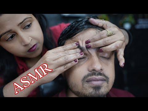 Her Finger Is Perfect For Forehead Tapping | ASMR Scratching & Tapping Massage By Lady Barber