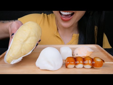 SIMPLE FOODS: FRESH DURIAN + MOCHI (ASMR SOFT CHEWY ASMR EATING SOUNDS) LIGHT WHISPERS | SAS-ASMR