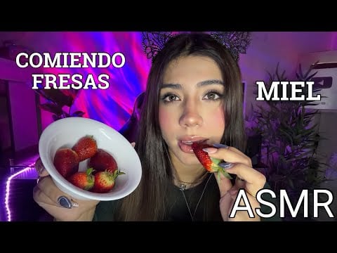 ASMR / ASMR COMIENDO POR PRIMERA VEZ FRESAS Y SABOREANDO MIEL 🍯 MUKBANG SATISFACTORIO 