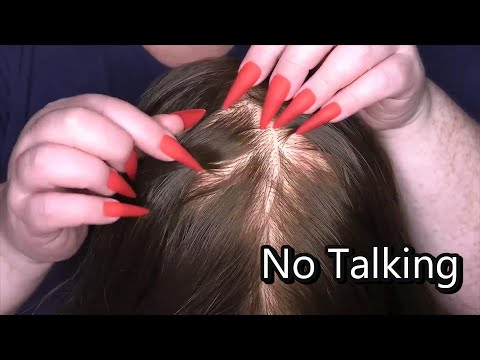 ASMR Scalp Check with Long Nails (NO TALKING) (Scalp Scratching, Close Up) Hairdresser Roleplay