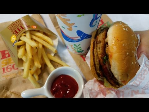 ASMR: hamburger 햄버거 이팅사운드 크레이지 핫 더블버거 세트 Lotteria eating sounds mukbang no talking 3D ORANGE