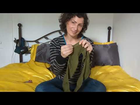 ASMR | Scratching Textured Fabric | Army\Olive Green Material | Stretchy Elastic Portion of a Skirt