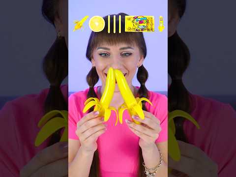 ASMR Yellow Jelly Banana, Wax Candy Mukbang #shorts