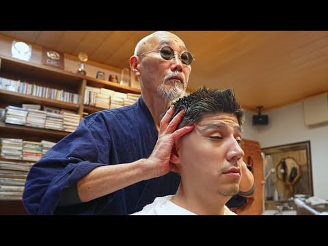 💈(ASMR) Japanese Veteran Barber Did Traditional Haircut, Head Shampoo & Massage | Yamaguchi Barber