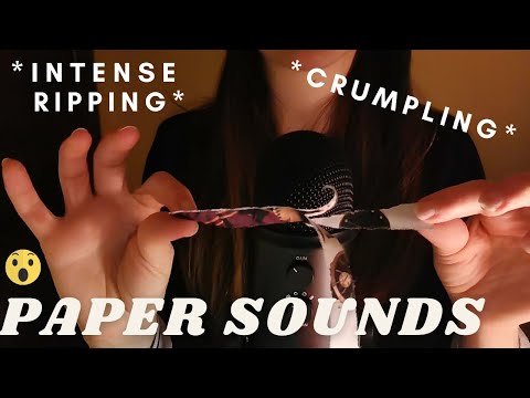 ASMR - PAPER RIPPING, TEARING, CRUMPLING SOUNDS (intense paper sounds) 🤩