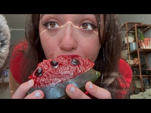 ASMR | GIANT gummy chewing 🍉