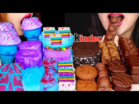 ASMR COTTON CANDY ICE CREAM SANDWICH, RAINBOW CAKE BITE, POPTART, MARSHMALLOW, CAKE CONE, KITKAT 먹방