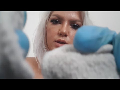 ASMR Skin exam: makeup removal, pimple popping, mask application, soft spoken relaxation roleplay