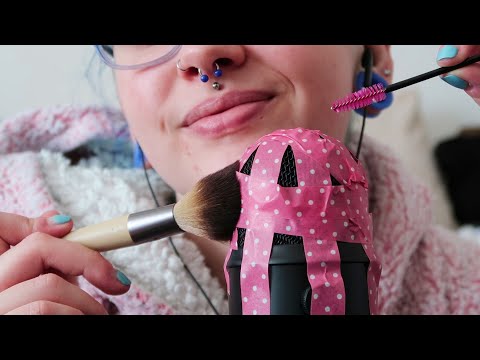 ASMR Mic Brushing (Soft & Harsh Sounds) With Sticky Washi Tape