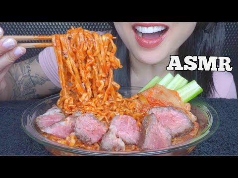 ASMR SPICY NOODLES + PERFECT GRILL STEAK (EATING SOUNDS) NO TALKING *FAILED ENDING | SAS-ASMR