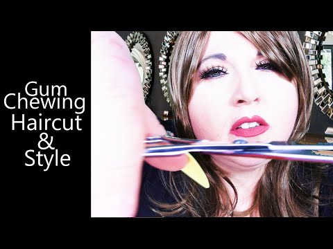 ASMR Relaxing Haircut and Style Roleplay (Gum Chewing, Soft Spoken)