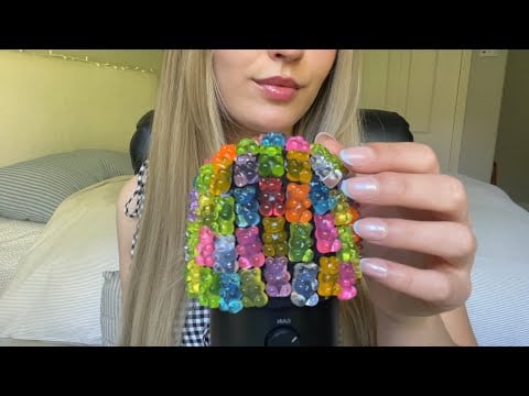 ASMR gummy bear mic, foam cover, & bare mic scratching🧸