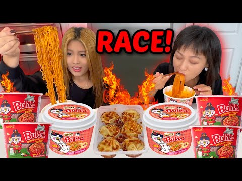 SPICY BULDAK RAMEN NOODLE RACE & SOUP DUMPLINGS! WEEK IN THE LIFE VLOG