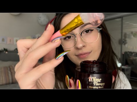 Asmr doing your skin care in 1 minute ✨#asmr #skincare #asmrskincare #asmerelax #asmrsleep