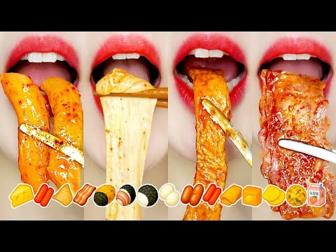 Spicy Korean Food TTEOKBOKKI, CHESSES Eating Sounds 떡볶이 이모지 먹방 [ASMR MUKBANG]