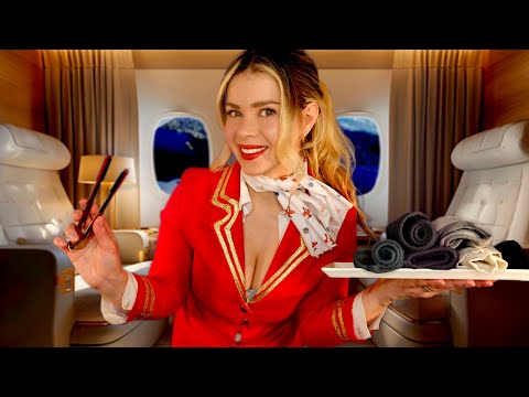 ASMR FIRST CLASS NIGHT FLIGHT ✈️ (Flight Attendant Roleplay, Luxurious)