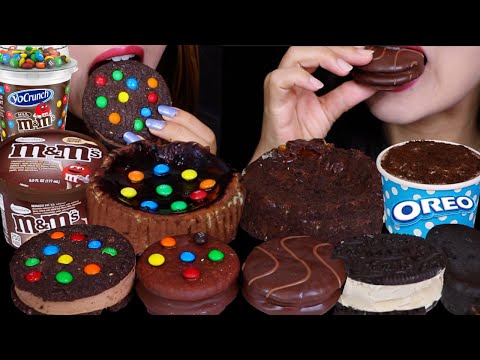 ASMR M&MS VS OREO DESSERTS (NUTELLA CHEESECAKE, ICE CREAM SUNDAE, COOKIE SANDWICH, CHOCOLATE PIES)