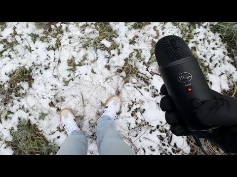 ASMR Winter Morning Walk | Outdoor, snow sounds, ice crackling, leaves crackling