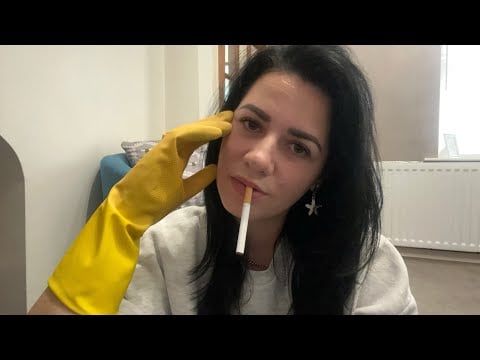 ASMR | Rubber Washing Up Gloves & Smoking (CV) 💛
