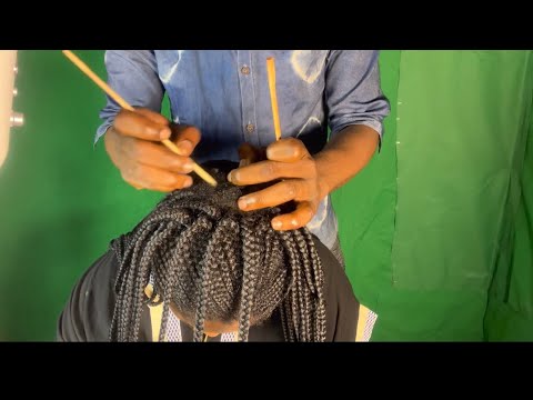 Asmr ⭐️attentive scalp scratching between rough braids and treatments application