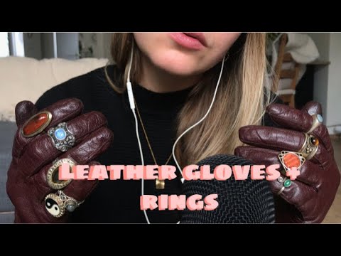 ASMR ✨ - leather gloves and rings | face touching and ear cupping
