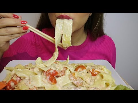 ASMR CREAMY ALFREDO PAPPARDELLE PASTA WITH SALMON / no talking / CREMA ASMR #asmr #alfredopasta