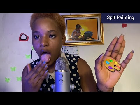 ASMR SPIT PAINTING!  Mouth Sounds~ Positive Affirmations| 💯 sensitivity