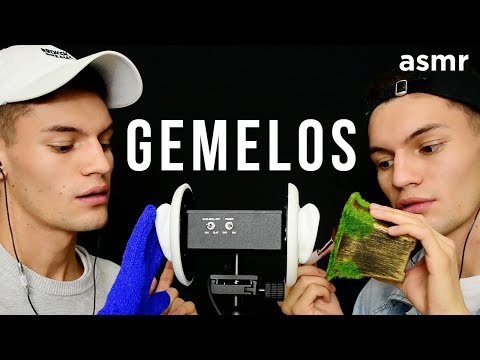 ASMR - con mi GEMELO | Inaudible, Mouth Sounds, Agua, Brocha, Guantes - ASMR Español - Mol