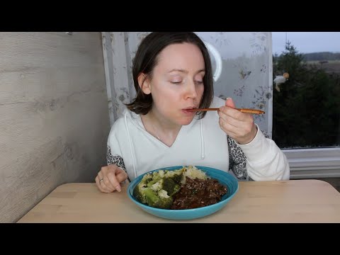 ASMR Whisper Eating Sounds | Venison Stew | Reindeer Meat & Broccoli | Mukbang 먹방