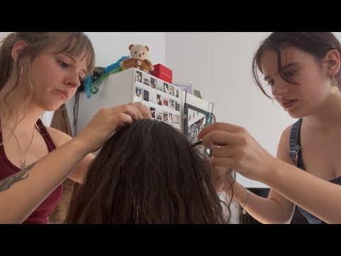 ASMR Giving each other hair tinsels ✨ (Part 2)