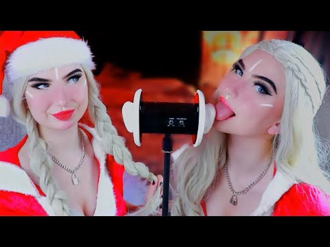 ASMR Santa's Twins Earlicking - POV You're On Santa's Nice List