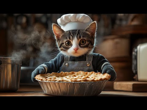 #aicats #cat #kitten #catcooking A Cat makes Strawberry Apple Pie